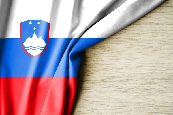 Bandiera Slovenia Bandiera Modello Tessuto Della Slovenia Illustrazione Con Spazio — Foto Stock