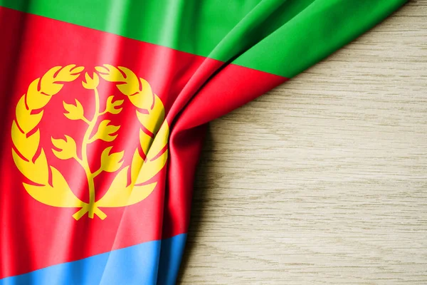 厄立特里亚国旗 厄立特里亚的面料图案旗帜 3D例证 后面有文字的空间 特写镜头 — 图库照片