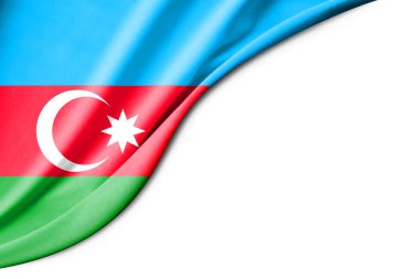 Azerbaycan bayrağı. 3 boyutlu illüstrasyon. metin için beyaz arkaplan boşluğu ile. Yakın çekim görünümü.