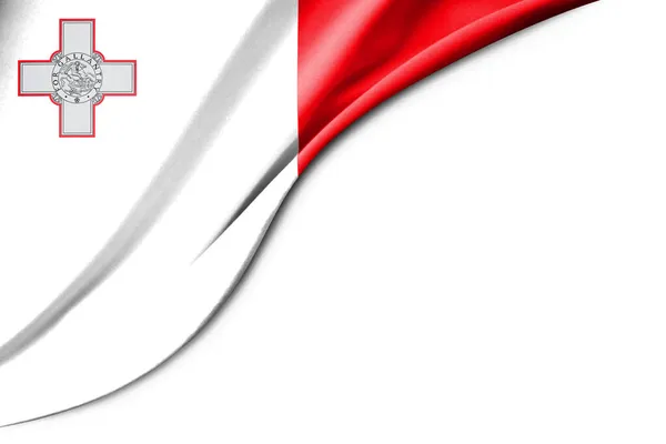 Мальтійський Прапор Ілюстрація Білим Фоном Тексту Погляд Зблизька — стокове фото
