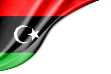Libya bayrağı. 3 boyutlu illüstrasyon. metin için beyaz arkaplan boşluğu ile. Yakın çekim görünümü.