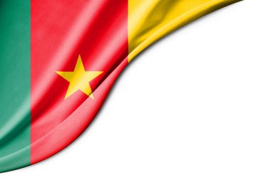 Kamerun bayrağı. 3 boyutlu illüstrasyon. metin için beyaz arkaplan boşluğu ile. Yakın çekim görünümü.
