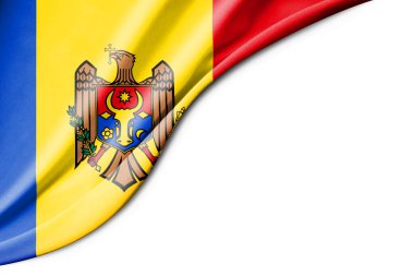 Moldova bayrağı. 3 boyutlu illüstrasyon. metin için beyaz arkaplan boşluğu ile. Yakın çekim görünümü.