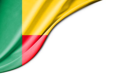 Benin bayrağı. 3 boyutlu illüstrasyon. metin için beyaz arkaplan boşluğu ile. Yakın çekim görünümü.