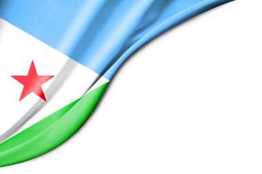 Cibuti bayrağı. 3 boyutlu illüstrasyon. metin için beyaz arkaplan boşluğu ile. Yakın çekim görünümü.