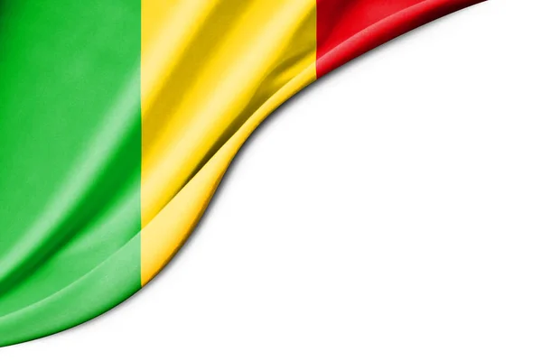 Mali Zászló Illusztráció Fehér Háttérrel Szöveg Közelkép — Stock Fotó