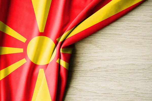 Bandera Macedonia Del Norte Bandera Patrón Tela Macedonia Del Norte — Foto de Stock