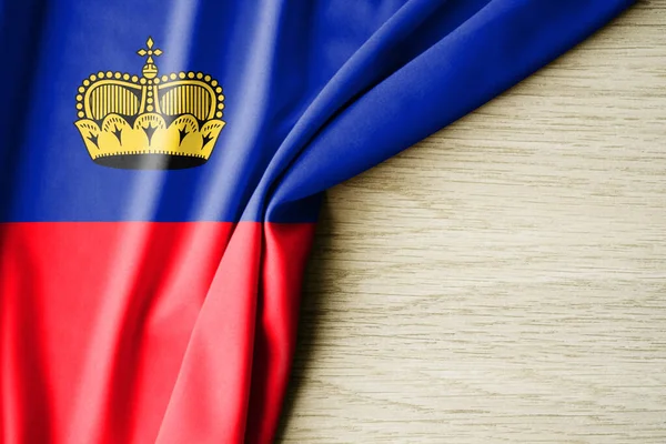 Liechtensteins Flagga Tyg Mönster Flagga Liechtenstein Illustration Med Baksida Utrymme — Stockfoto