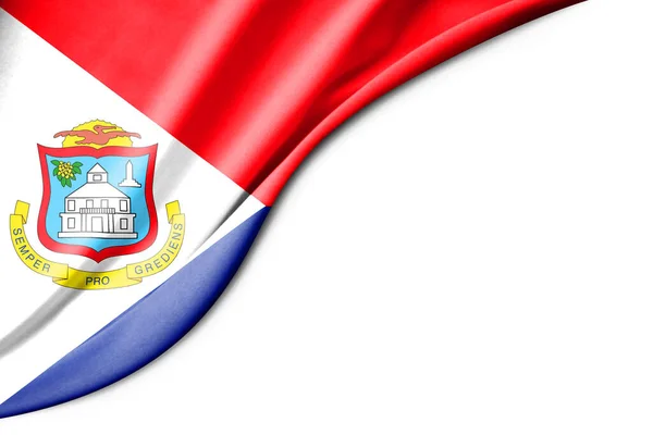 Sint Maarten Flag Illustration White Background Space Text Close View — Zdjęcie stockowe