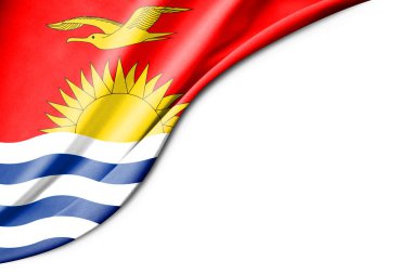 Kiribati bayrağı. 3 boyutlu illüstrasyon. metin için beyaz arkaplan boşluğu ile. Yakın çekim görünümü.