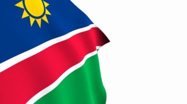 Namibya bayrağı videosu. 3D Namibia Flag Slow Motion videosu. Ulusal bayrak beyaz arka planda özgürce dalgalanıyor. Tam çözünürlüklü video. yakın çekim görünümü.