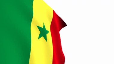 Senegal bayrak videosu. 3d Senegal Flag Slow Motion videosu. Ulusal bayrak beyaz arka planda özgürce dalgalanıyor. Tam çözünürlüklü video. yakın çekim görünümü.