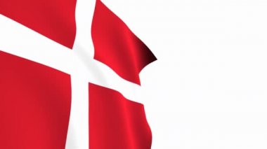 Danimarka bayrağı videosu. 3d Danimarka bayrağı Slow Motion videosu. Ulusal bayrak beyaz arka planda özgürce dalgalanıyor. Tam çözünürlüklü video. yakın çekim görünümü.