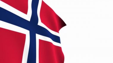 Norveç bayrağı videosu. 3d Norveç Yavaş Hareket videosu. Ulusal bayrak beyaz arka planda özgürce dalgalanıyor. Tam çözünürlüklü video. yakın çekim görünümü.