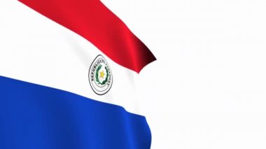 Paraguay bayrak videosu. 3d Paraguay Bayrak Yavaş Hareket videosu. Ulusal bayrak beyaz arka planda özgürce dalgalanıyor. Tam çözünürlüklü video. yakın çekim görünümü.