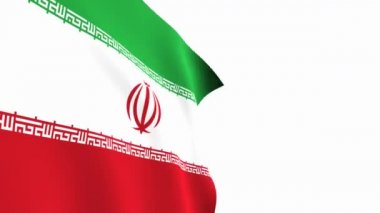 İran bayrağı videosu. 3D Iran Flag Slow Motion videosu. Ulusal bayrak beyaz arka planda özgürce dalgalanıyor. Tam çözünürlüklü video. yakın çekim görünümü.
