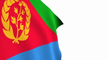 Eritre bayrağı videosu. 3d Eritrea Flag Slow Motion videosu. Ulusal bayrak beyaz arka planda özgürce dalgalanıyor. Tam çözünürlüklü video. yakın çekim görünümü.