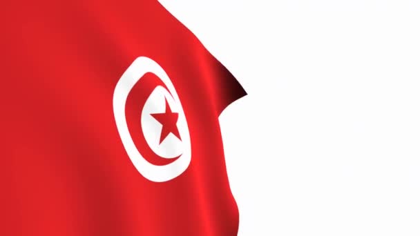 Tunézia Zászlós Videó Tunézia Zászló Lassú Mozgás Videó Fehér Háttérben — Stock videók