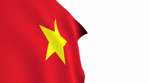 ベトナム国旗ビデオ 3Dベトナムフラッグスローモーションビデオ 国旗が白地に自由になびく フルHd解像度ビデオ クローズアップ ビュー — ストック動画