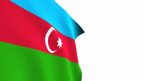 アゼルバイジャンの国旗ビデオ 3Dアゼルバイジャン国旗スローモーションビデオ 国旗が白地に自由になびく フルHd解像度ビデオ クローズアップ ビュー — ストック動画