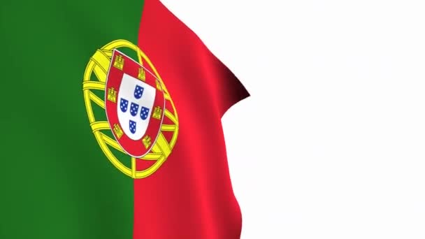 Portugália Zászlós Videója Portugália Zászló Lassú Mozgás Videó Fehér Háttérben — Stock videók