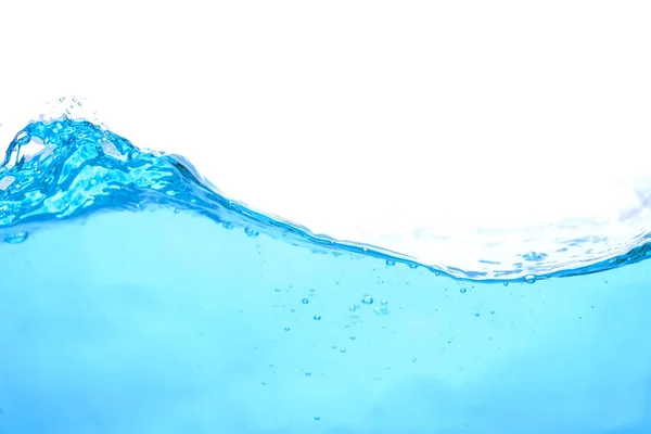 The surface of the water. White background. Movement. Close-up view.