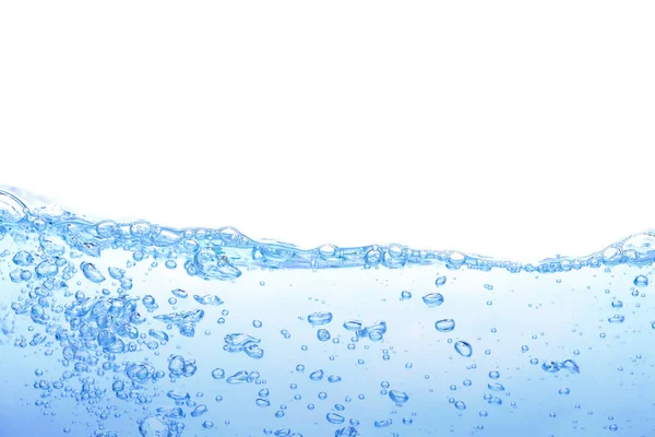 The surface of the water. White background. Movement. Close-up view.