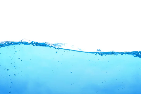 The surface of the water. White background. Movement. Close-up view.