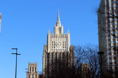 Rusya Federasyonu Dışişleri Bakanlığı 'ndan. Ana tarihi bina. Adres: Smolenskaya-Sennaya Meydanı, 32-34, Moskova, Rusya
