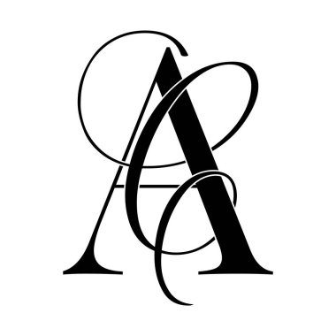 ac, ca, monogram logosu. Kaligrafik imza simgesi. Düğün Logosu Monogramı. Modern monogram sembolü. Düğün için çift logosu