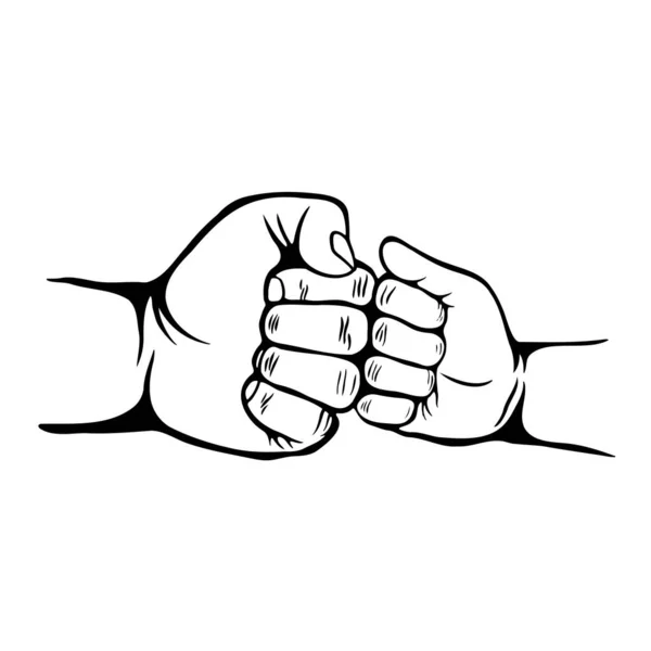 Baba oğul yumruk tokuşturma, ebeveyn ve çocuk yumruk tokuşturma, elleri kapalı, siyah ve beyaz vektör tasarımı