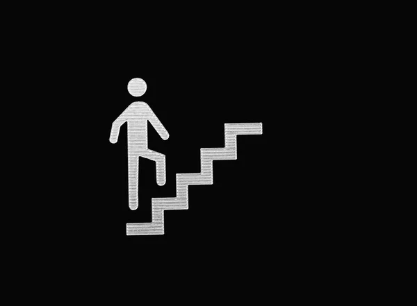 Иллюстрация Знак Значка Наверху Ходячий Человек Лестнице Символ Карьеры Плоский — стоковое фото