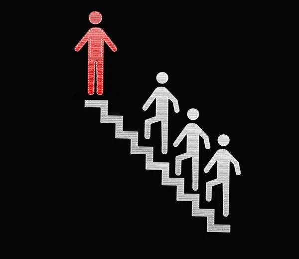 Signo Icono Arriba Figuras Caminando Por Las Escaleras Símbolo Carrera —  Fotos de Stock