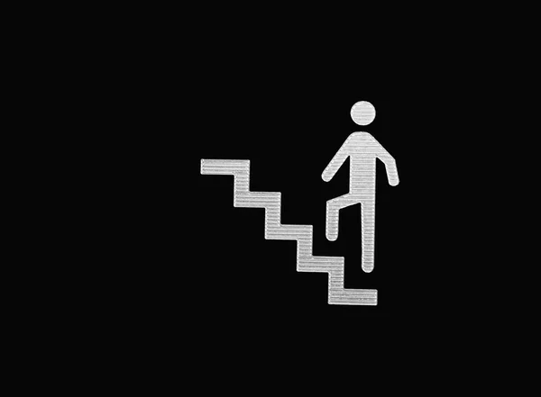 3d illustration. Upstairs icon sign. Walk man in the stairs. Career Symbol. flat design. door sign.