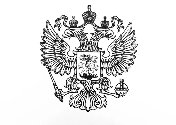 二頭のワシの白の背景に隔離された戴冠 ロシアの紋章 ロシア連邦 — ストック写真