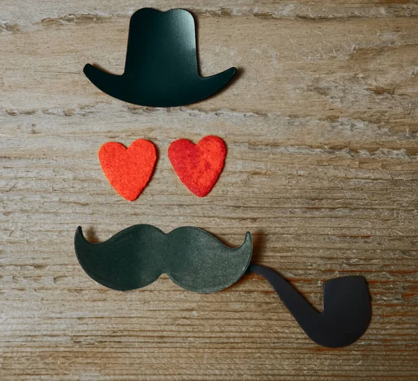 Feliz Passado Dia Pai Chapéu Preto Bigode Tubo Com Dois — Fotografia de Stock