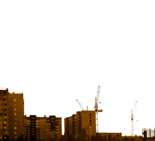 Construction Cranes Background Highrise Buildings — Stock Photo, Image