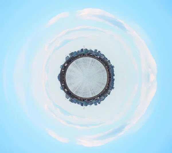 Vzdušný Tvar Koule Země Nad Městem Čeljabinska Rusko Jižní Ural — Stock fotografie
