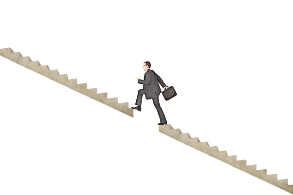 Man Businessman Person Climbs Ladder Next Level Male Business Man — Stock Photo, Image