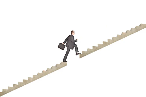 Man Businessman Person Climbs Ladder Next Level Male Business Man — Stock Photo, Image