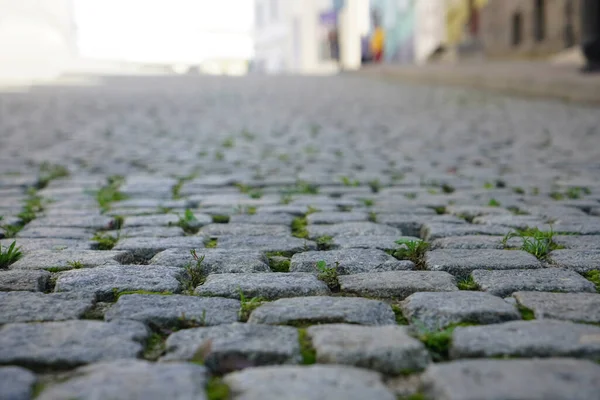 Pavimentación Piedra Luz Solar Antiguo Suelo Calle Pavimento Fondo Baldosas — Foto de Stock