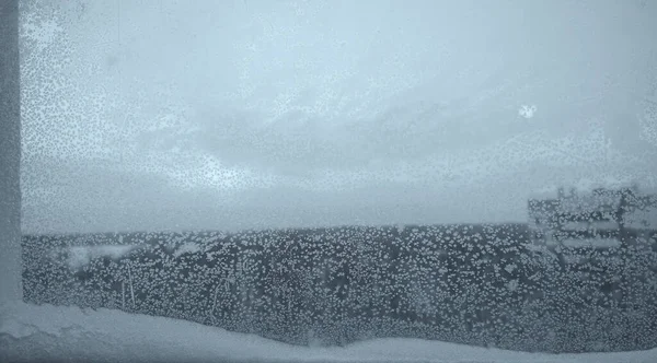 Χειμερινό Παγωμένο Μοτίβο Παγωμένο Τζάμι Παραθύρου Κακή Ιδέα Εξαερισμού Κρύα — Φωτογραφία Αρχείου