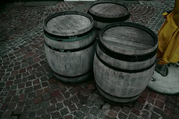 Barrels Used Tables Restaurant Antwerp Belgium — Stock Photo, Image