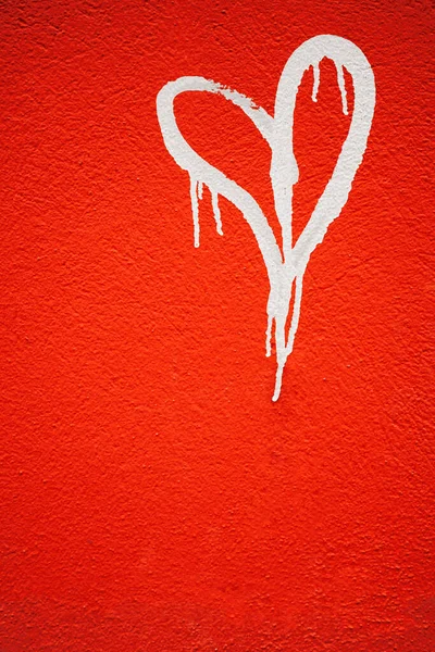 White Heart Painted Wall Background 14Th February Sign Symbol Happy — Stock Photo, Image