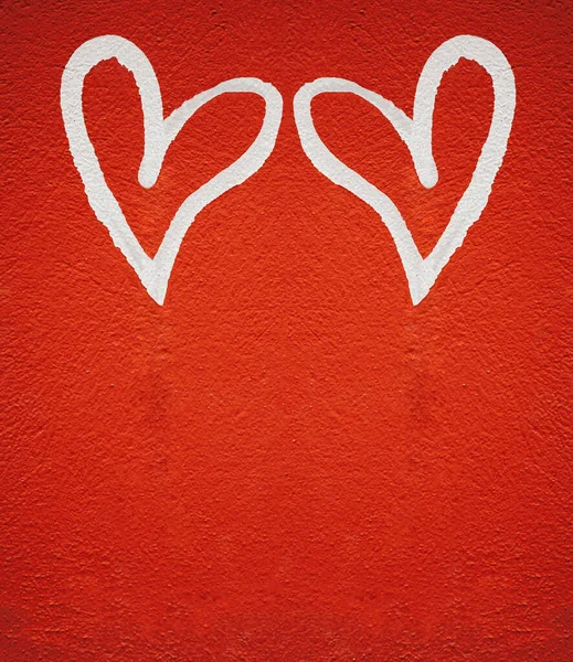 赤い壁の背景に白いハートが描かれています 2月14日記号 ハッピーバレンタインデー — ストック写真