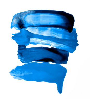 Soyut mavi suluboya fırça darbeleri arka planı boyadı. Kumaş kağıdı. Tahsilat. Beyaz arka planda izole edilmiş. Yağlı boya fırça darbeleri