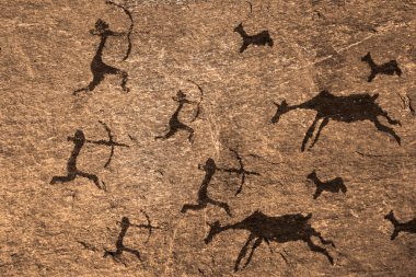 Satukunda Rock Paintings. Just 24 km fom Bhopal, Satkunda has around 5000 year old rock art. Contemporary in quality and age the world Heritage site of Bhim Baithika in the east of Bhopal. clipart