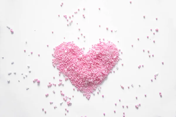 Een Spandoek Roze Hart Teken Geïsoleerd Witte Achtergrond Gelukkige Valentijnsdag — Stockfoto