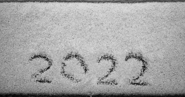 Drawing White Snow Sunlight New Year Date Figures 2022 Close — Stock Photo, Image
