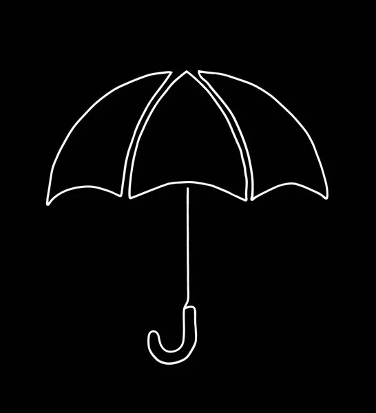 White Umbrella Sign Symbol Drawing Isolated Black Isolated Background — Stock Photo, Image